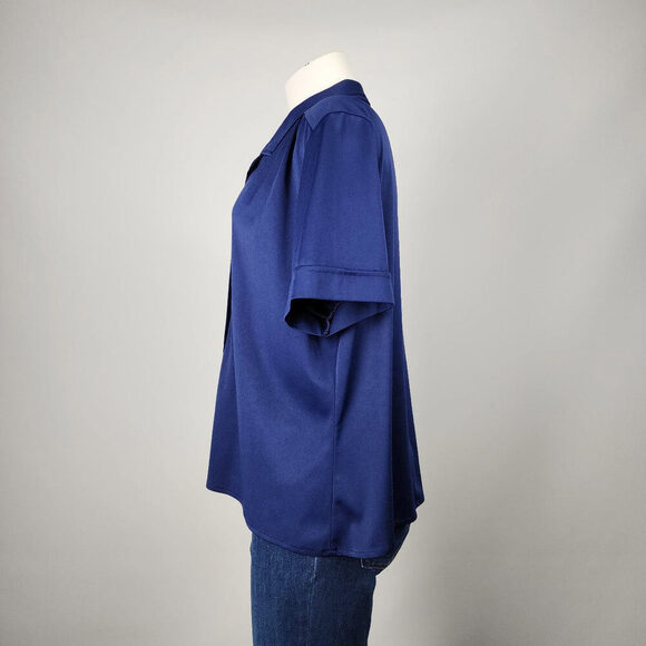 Vintage Marjorie Hamilton Blue Button Up Blouse Size L - Picture 5 of 8